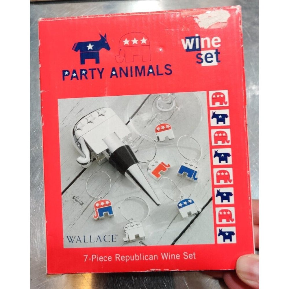 Wallace Party Animals Republican Silver Plated Wine Set Election Function Host